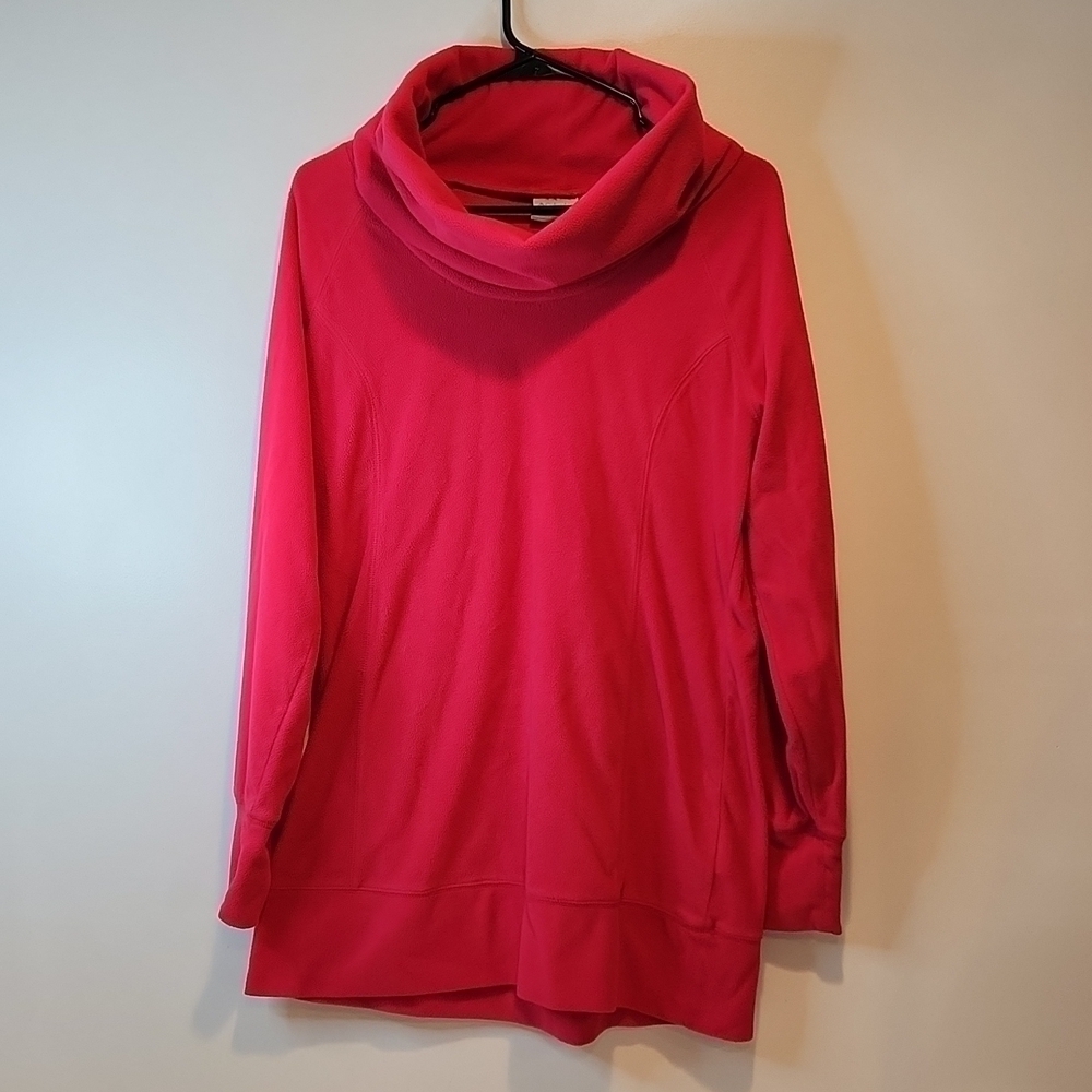 Columbia Wide Turtleneck Fleece Pullover Sweater Women's Size L Pink EUC NICE!
